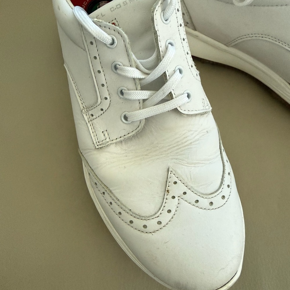 White Women's Leather Wingtip Sneakers by (unknown) - Picture 5 of 6
